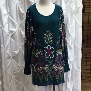 Bacci Floral Print Sweater Size M